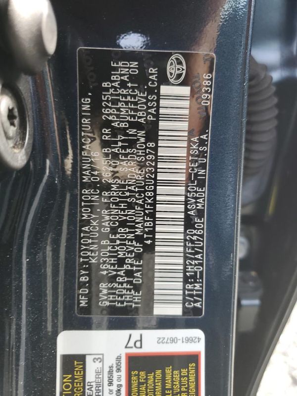 2016 TOYOTA CAMRY