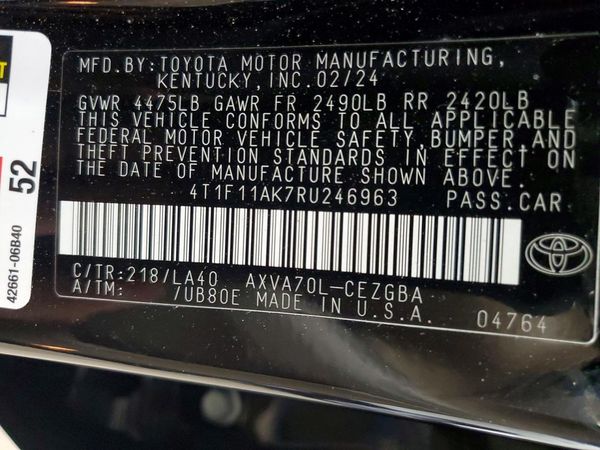 2024 TOYOTA CAMRY XLE — VINS