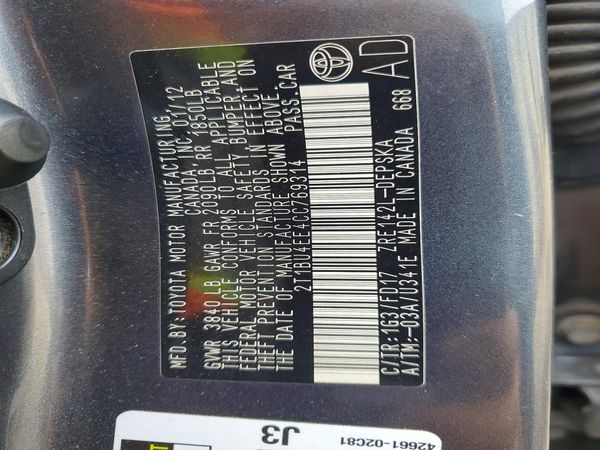 2012 TOYOTA COROLLA