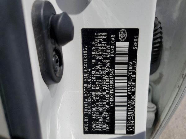 2014 TOYOTA CAMRY — VINS