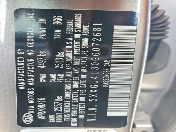2016 KIA OPTIMA GLS, JSL