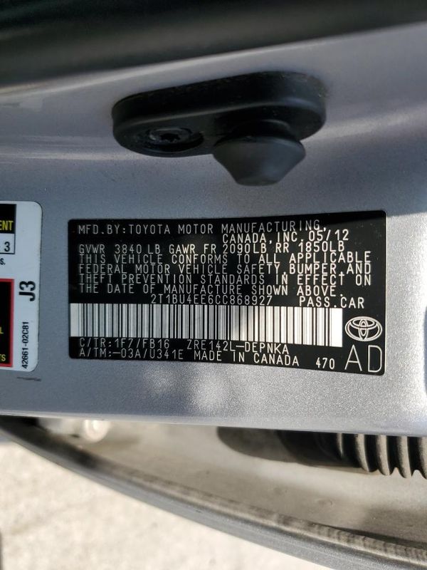 2012 TOYOTA COROLLA