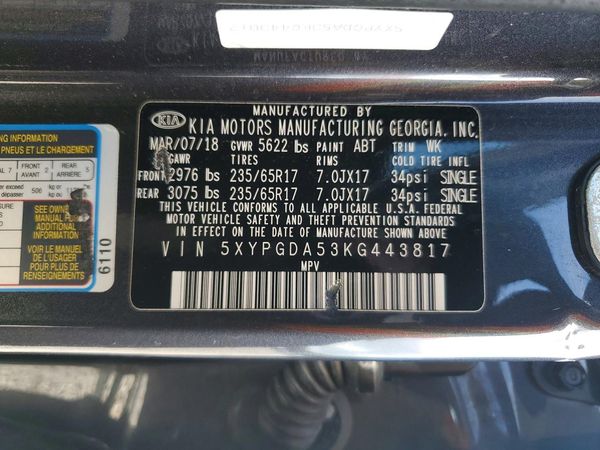 2019 KIA SORENTO L, LX, S