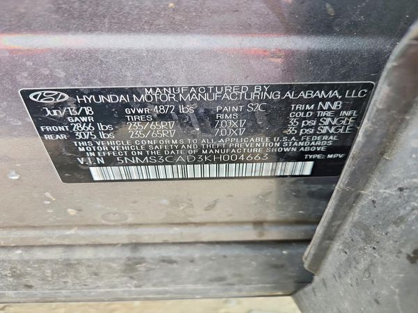 2019 HYUNDAI SANTA FE SEL, SEL Plus