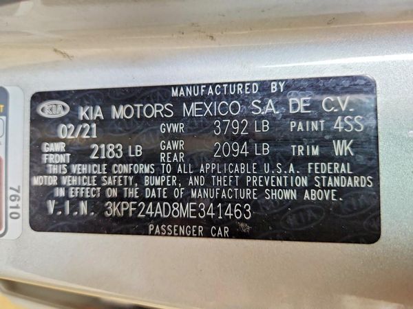 2021 KIA FORTE FE, LXS