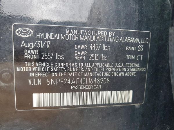 2018 HYUNDAI SONATA SE, Eco