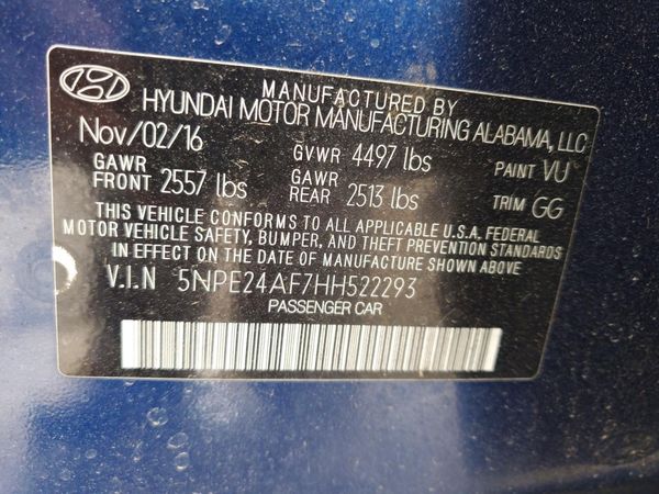 2017 HYUNDAI SONATA