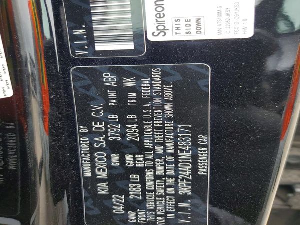 2022 KIA FORTE FE, LXS