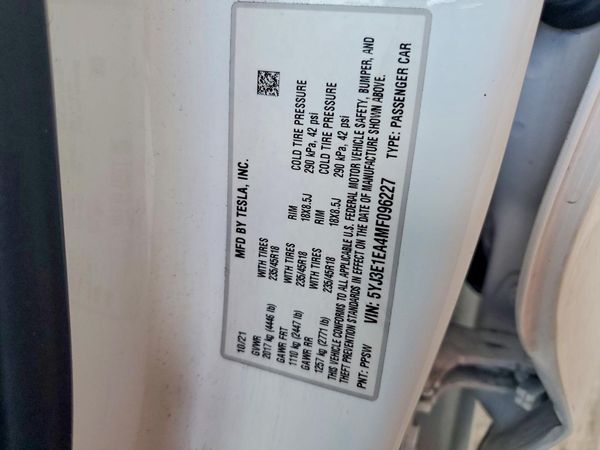 2021 TESLA MODEL 3