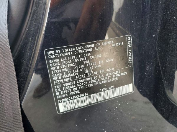 2019 VOLKSWAGEN ATLAS 4Motion SE — VINS