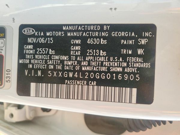 2016 KIA OPTIMA TOP
