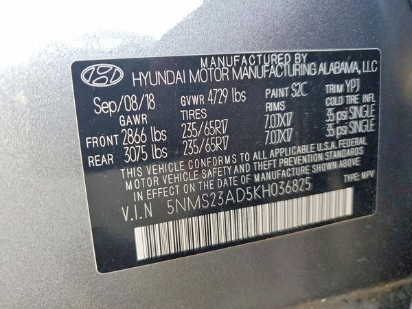 2019 HYUNDAI SANTA FE SE