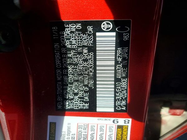 2019 TOYOTA CAMRY L/LE/SE/XLE — VINS