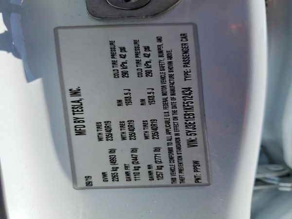 2019 TESLA MODEL 3