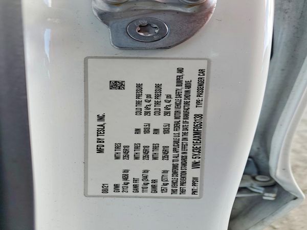 2021 TESLA MODEL 3 — VINS