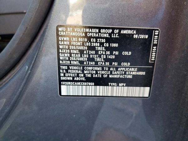 2019 VOLKSWAGEN ATLAS 4Motion SE
