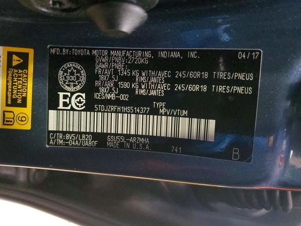 2017 TOYOTA HIGHLANDER SE/XLE