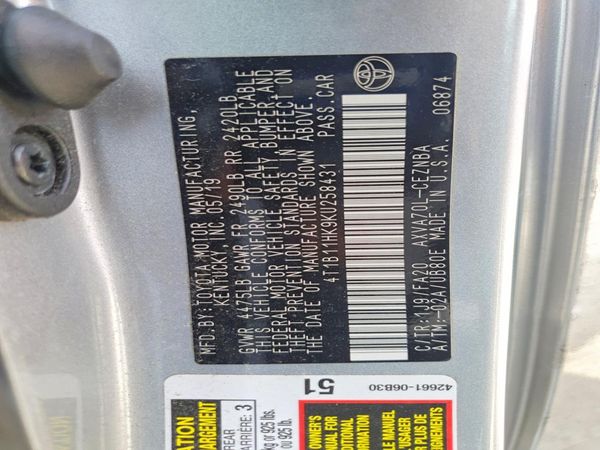 2019 TOYOTA CAMRY L/LE/SE/XLE