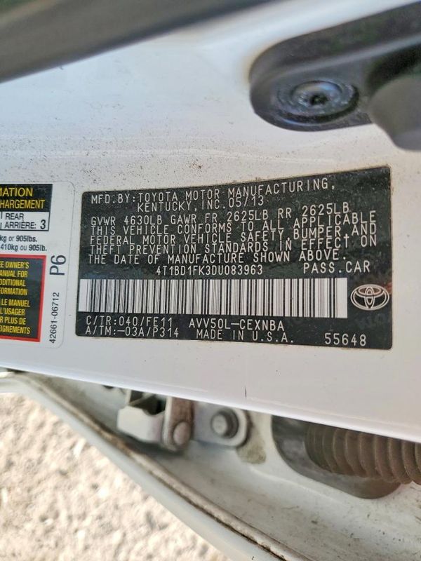2013 TOYOTA CAMRY Hybrid — VINS