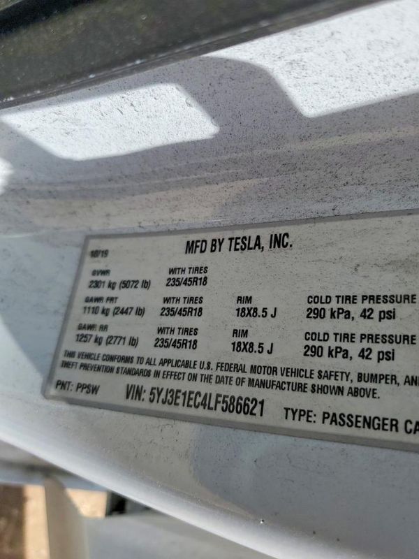 2020 TESLA MODEL 3