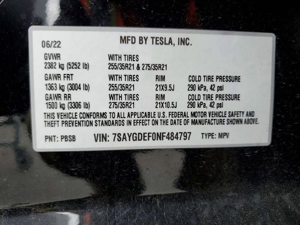 2022 TESLA MODEL Y