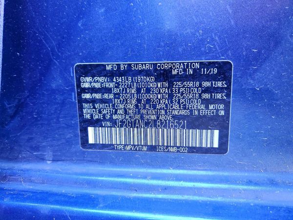 2020 SUBARU CROSSTREK Limited+ES+BSD+NAVI — VINS