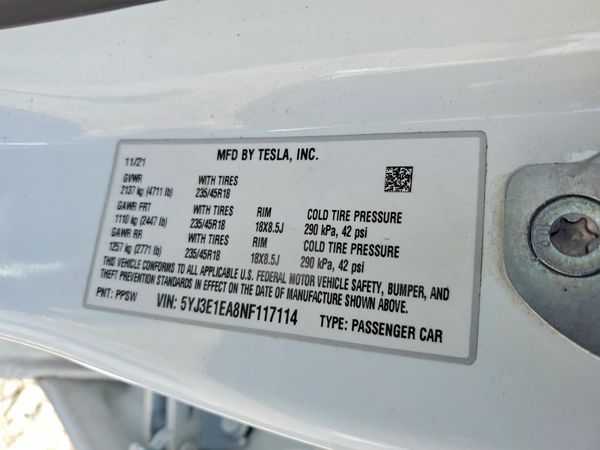 2022 TESLA MODEL 3