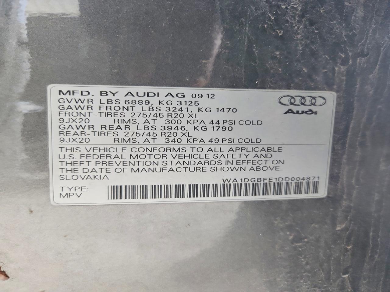 2013 AUDI Q7 S Line Prestige