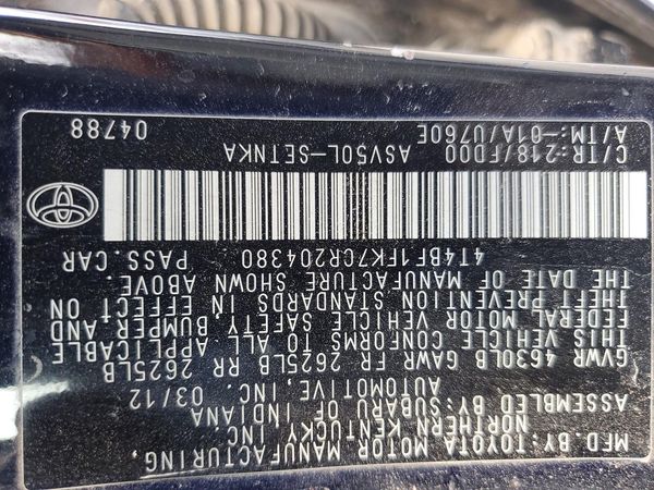 2012 TOYOTA CAMRY