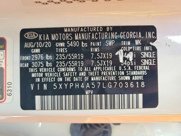 2020 KIA SORENTO EX, S