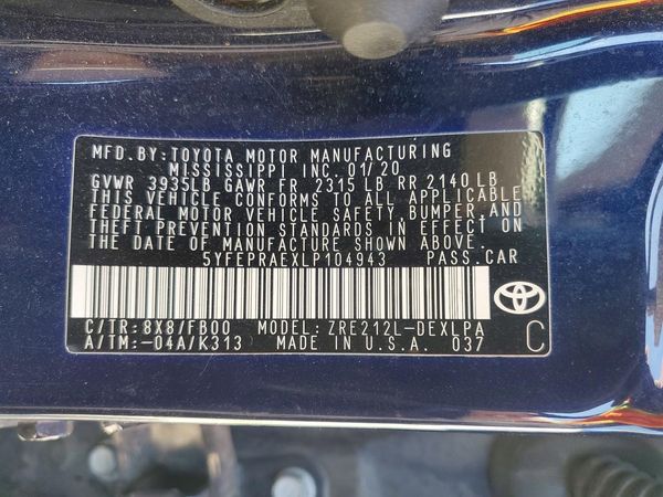 2020 TOYOTA COROLLA