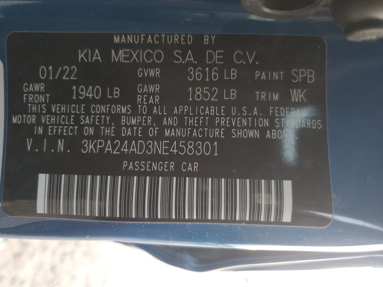 2022 KIA RIO LX, S