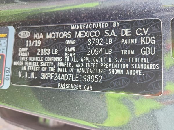 2020 KIA FORTE FE, LXS