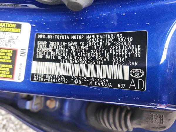 2019 TOYOTA COROLLA L/LE/SE/XLE/XSE