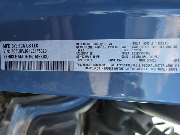 2020 RAM PROMASTER 3500 VF