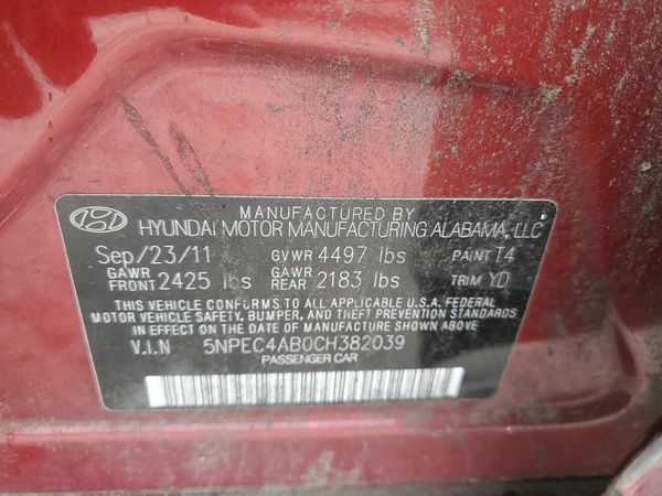 2012 HYUNDAI SONATA