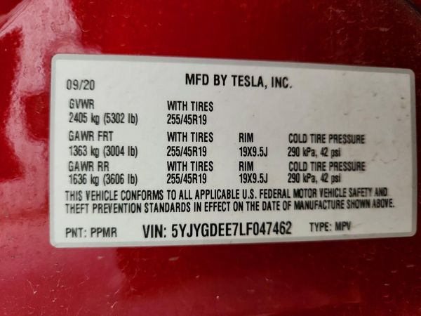 2020 TESLA MODEL Y