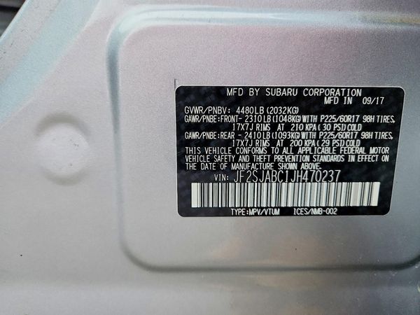 2018 SUBARU FORESTER Base P