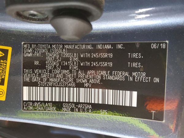 2018 TOYOTA HIGHLANDER Ltd/Ltd Platinum