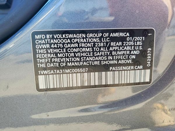 2021 VOLKSWAGEN PASSAT