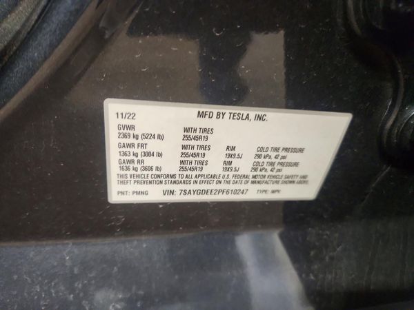 2023 TESLA MODEL Y — VINS
