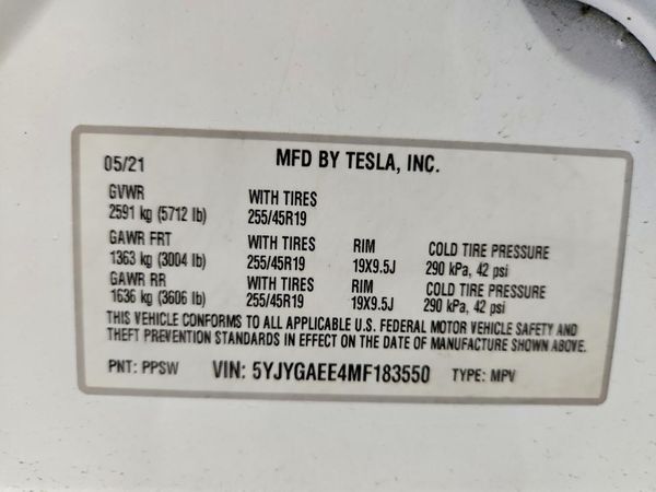2021 TESLA MODEL Y