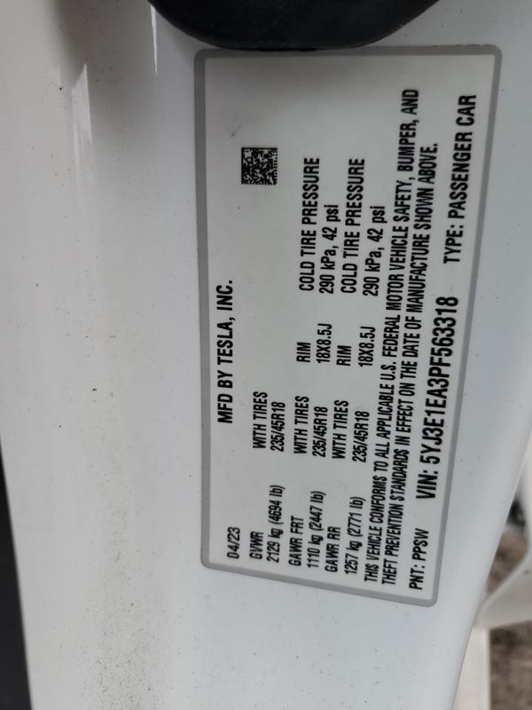 2023 TESLA MODEL 3