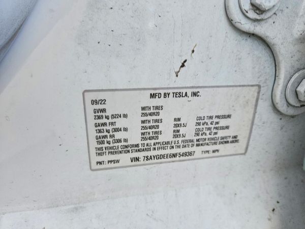 2022 TESLA MODEL Y