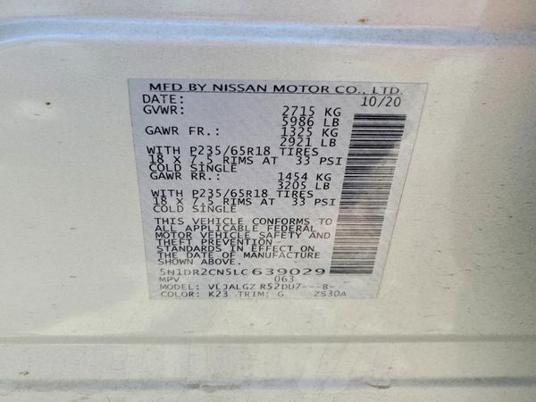 2020 NISSAN PATHFINDER SL