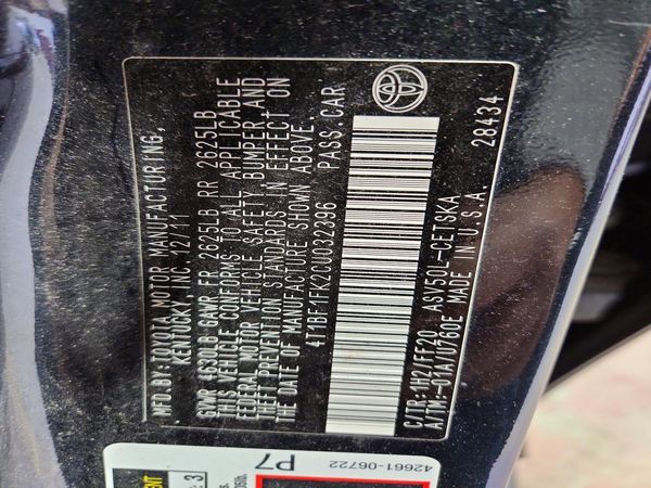 2012 TOYOTA CAMRY