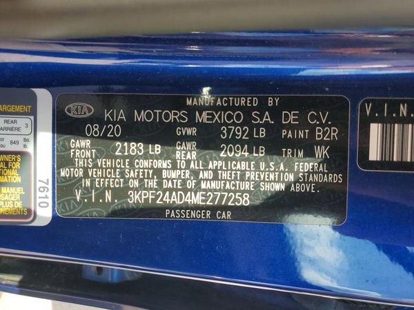 2021 KIA FORTE FE, LXS