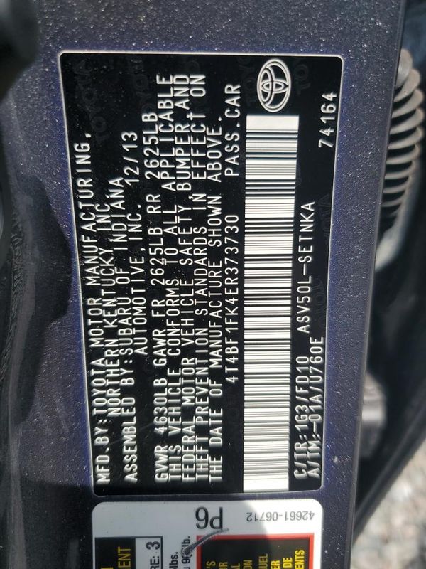2014 TOYOTA CAMRY