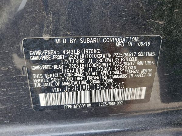 2019 SUBARU CROSSTREK Base+ES