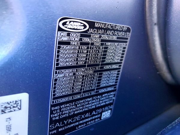 2020 LAND ROVER RANGE ROVER VELAR